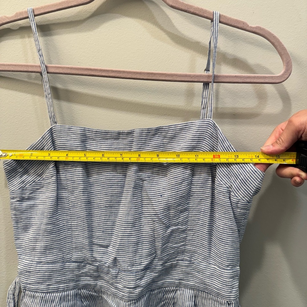 J. Crew Light Blue Striped Linen Jumpsuit Size 2 - Picture 9 of 9
